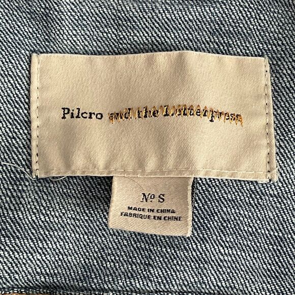 Anthropologie Pilcro and the Letterpress Cropped Blue Denim Trucker Jacket Small - Picture 4 of 8